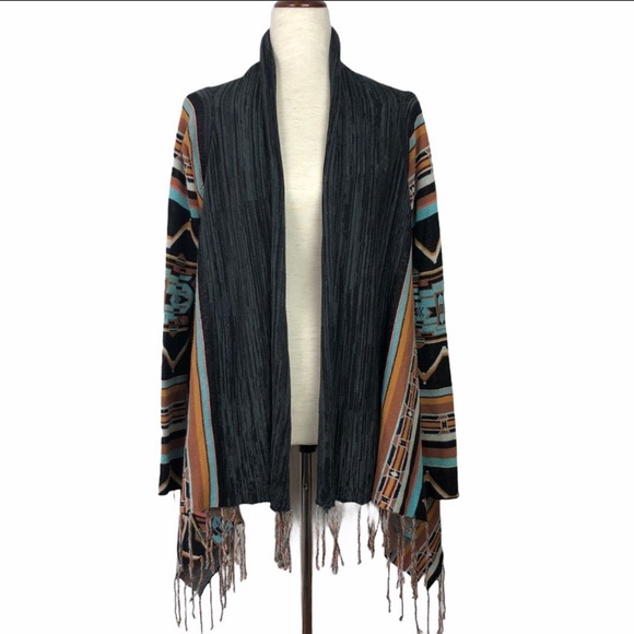 Billabong Sweaters - Billabong Sweater Aztec Print Fringe Wrap Shawl